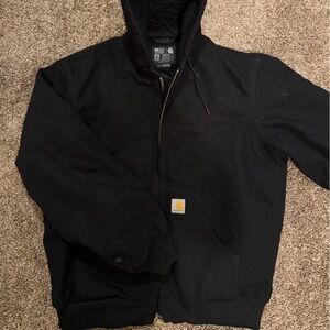 C Carhartt WIP Active Jacket Black Hooded Quilted Lined Men